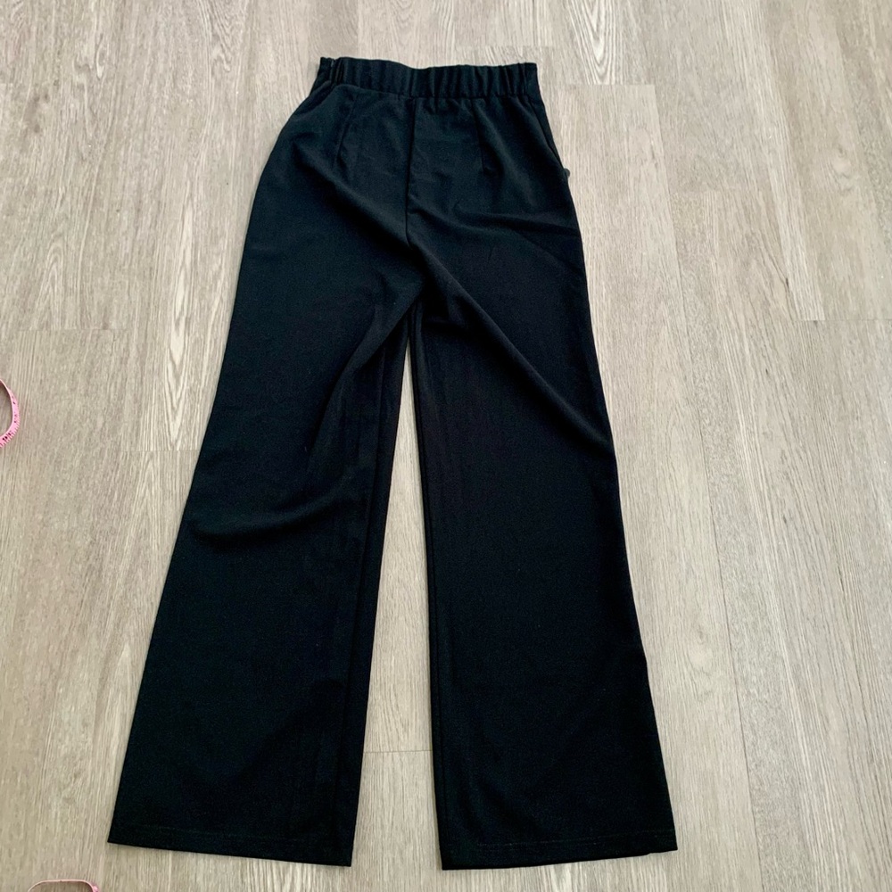 Say What? Black Poly Wide Leg Pants